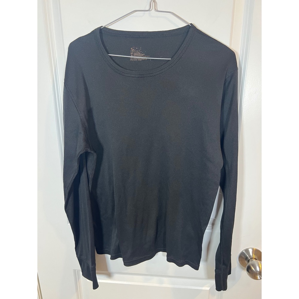 C9 Champion Mens Thermal Shirt Waffle Knit Black‎ Large